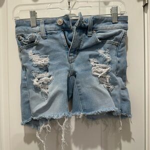 American Eagle Light Wash Distressed Denim Cutoff Shorts